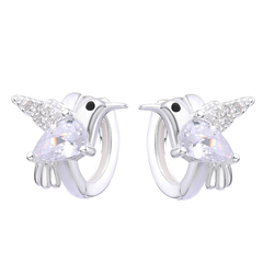 AR 1389 - Aros argollitas 10 mm COLIBRI CRISTAL (PLATA 925)