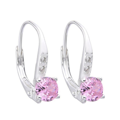 AR 1416 - Aros piedra cubic ROSA (PLATA 925)