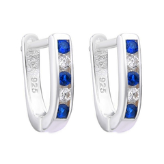 AR 1418 - Aros 9 mm cubics AZUL (PLATA 925)