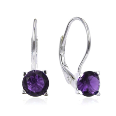 AR 1433 - Aros piedra cubic VIOLETA (PLATA 925)