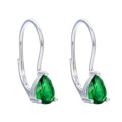 AR 1434 - Aros piedra cubic gota VERDE (PLATA 925)