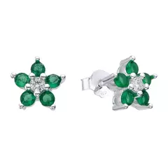 AR 1436 - Aros FLORES cubics VERDE (PLATA 925)