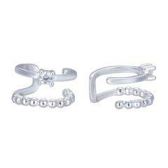 AR 1451 - Aros ear cuff dobles con cubic (PLATA 925)