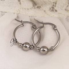 AR 618a Aros argollas con bolitas Acero QUIRURGICO