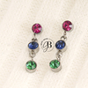 AR 653 - Aros colgantes strass colores (Acero QUIRURGICO)