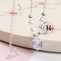 CO 366 - Collar perlas corazon cristal (ACERO BLANCO) - comprar online