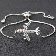 PU 298 - Pulsera regulable avion circonias colores en internet