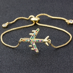 PU 298 - Pulsera regulable avion circonias colores