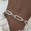 PU 352 - Pulsera eslabones combinados (ACERO BLANCO)