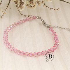 PU 640f - Pulsera cristal ROSA (ACERO QUIRURGICO)