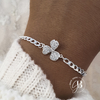 PU 702 - Pulsera TREBOL cubics (ACERO BLANCO)