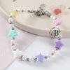 PU 763 - Pulsera perlitas y estrellas colores (ACERO QUIRURGICO)