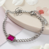 PU 768 - Pulsera dije cuadrado FUCSIA (ACERO QUIRURGICO)