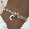 PU 805 - Pulsera triple bolitas dije LUNA (ACERO BLANCO)