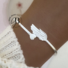 PU 807 - Pulsera esclava corazon y ala (ACERO BLANCO)