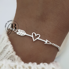 PU 811 - Pulsera corazon flechado (ACERO BLANCO)