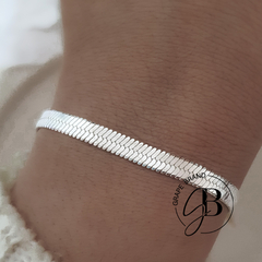 PU 829 - Pulsera chata 5 mm (ACERO BLANCO)