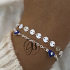 PU 838 - Pulsera doble ojos AZULES (ACERO BLANCO)