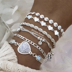 PU 559 - Pulsera eslabones chatos (ACERO BLANCO) - comprar online