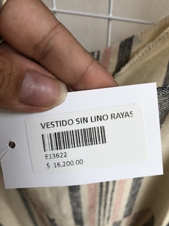 VESTIDO SIN LINO RAYAS T.M (E13622) - tienda online