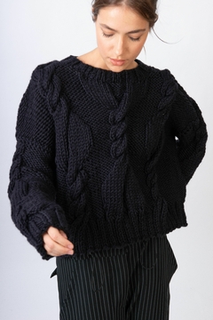 sweater Gloster negro lana merino
