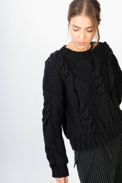 sweater Gloster negro lana merino en internet