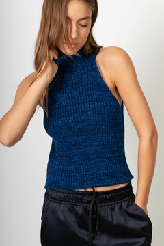 top Broadway lurex azul