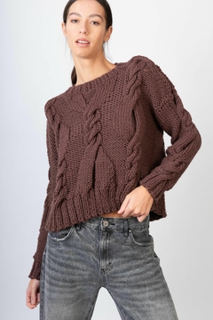 sweater Gloster berenjena lana merino - comprar online