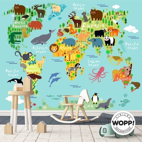 Mapa Mundi Infantil //vd5568 - Comprar en Wopp vinilos