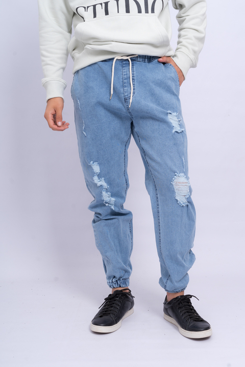 Jogger en jean new arrivals