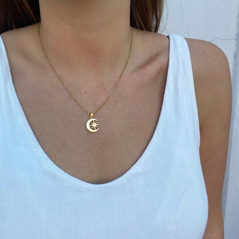 Collar Luna Destello Gold - Acero Dorado A.B - comprar online