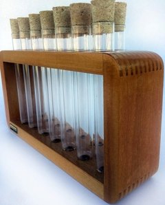 Porta condimentos e temperos de madeira maciça com 14 tubos de vidro - comprar online