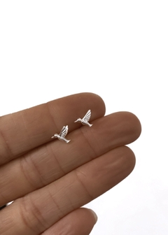 MINIATURAS PLATA 925 COLIBRÍ CON VOLUMEN POR PAR