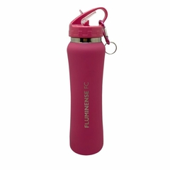 Garrafa Squeeze de inox Fluminense Rosa com Mosquetão - 750ml