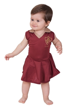 Vestido Polo Fluminense Grená com Dourado Bebê - Torcida Baby