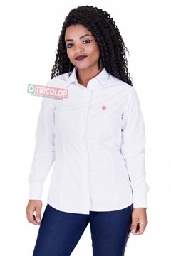 Camisa Social Fluminense Feminina Branca/Rosa Ffc - Hat Trick