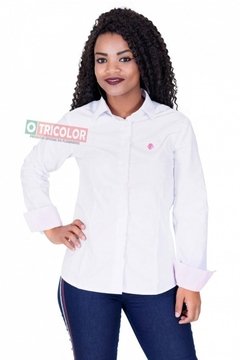 Camisa Social Fluminense Feminina Branca/Rosa Ffc - Hat Trick na internet