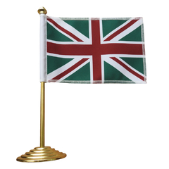 Bandeira de Mesa Reino Unido Tricolor Pedestal de Metal