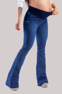 Calça Gestante Jeans Flare Azul