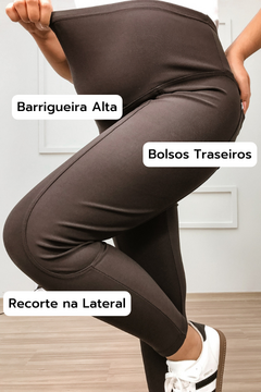 Calça Legging Gestante - Montaria Marrom - D'Rafa - Moda Gestante