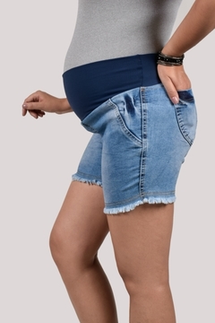 Shorts Gestante Jeans com Elastano na internet