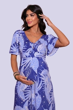 Vestido Longo Grávida - Alana Azul - comprar online