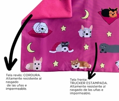 Funda M antidesgarro para colchoneta perritos durmiendo fucsia - Mundo Pepa Pets