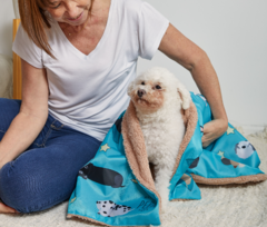 MANTAS CORDERITO PERRITOS DURMIENDO - TURQUESA