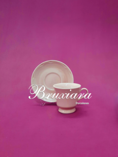 Xícara c/Pires Cottage Rosa - Germer - Bruxiara Porcelanas