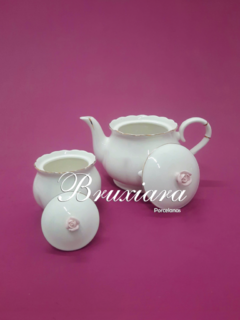 Açucareiro pitão Rosa c/Ouro - Bruxiara Porcelanas