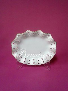 Travessa Oval com Filete Ouro - Bruxiara Porcelanas