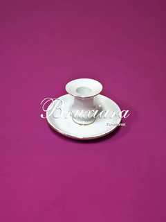 Castiçal com ouro - Bruxiara Porcelanas