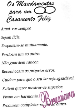 55630 Oração Os mandamentos para um casamento feliz