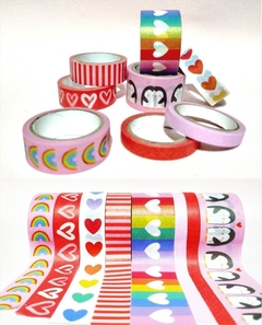 WASHI TAPE BOX 8 ROLLOS de 5mts "HAPPY" - Ando Creando - Tienda & Taller